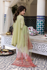 3 PC A-Line Embroudered Shirt With Tie-E-Dye Dupatta and Cotton Tulip Shalwar CKP22-13